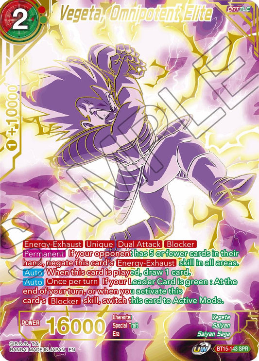Vegeta, Omnipotent Elite BT15-143 SPR Foil - Mint