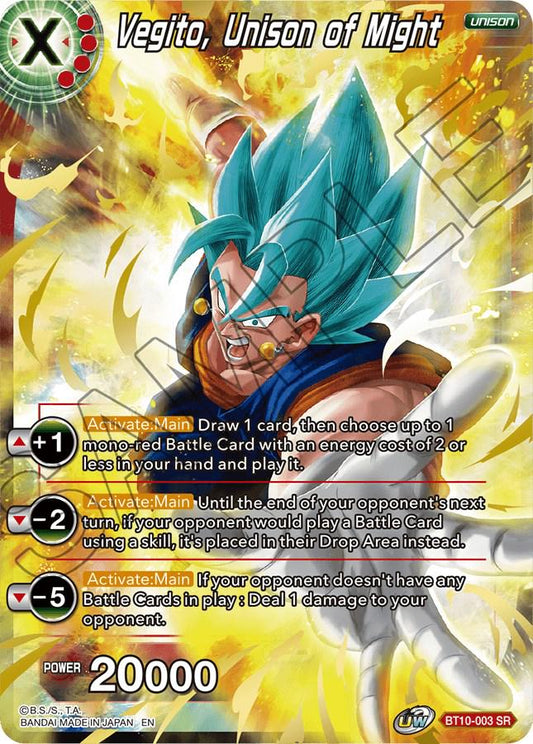 Vegito, Unison of Might BT10-003 SR Foil - Mint